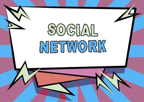 Text caption presenting Social Network. Business overview a framework of Stock Illustration