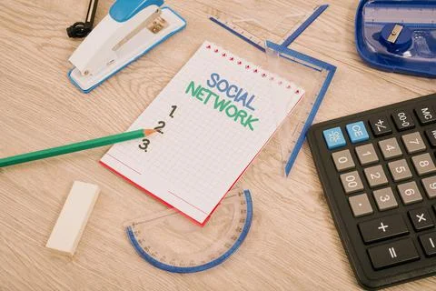 Text caption presenting Social Network. Word Written on a framework of Stock Photos