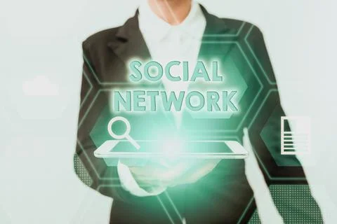Text caption presenting Social Network. Word Written on a framework of Stock Photos