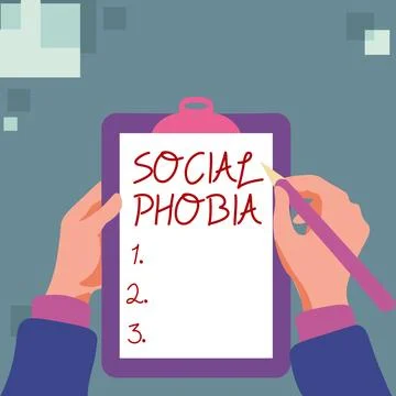 Text caption presenting Social Phobia. Business idea overwhelming fear of social Stock Illustration