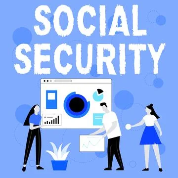 Text caption presenting Social Security. Business overview assistance from state Stock Illustration