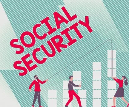 Text caption presenting Social Security. Conceptual photo assistance from state Stock Illustration