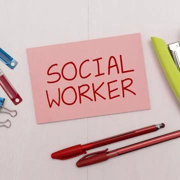 Text caption presenting Social Worker. Concept meaning assistance from state Foto stock