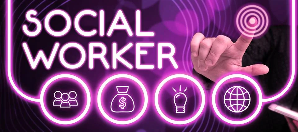 Text caption presenting Social Worker. Business idea assistance from state 스톡 사진