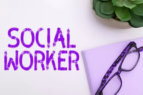 Text caption presenting Social Worker. Word for assistance from state people Stock Photos