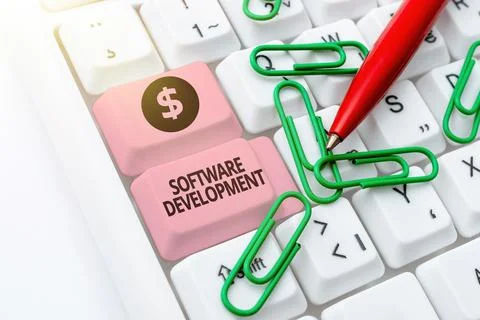 Text caption presenting Software Development. Business approach software is 스톡 사진