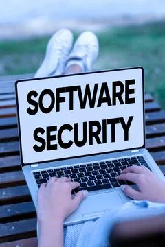 Text caption presenting Software Security. Business approach implemented to Foto stock