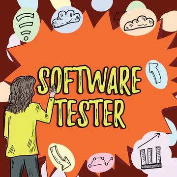 Text caption presenting Software Tester. Business idea implemented to protect Stock Illustration