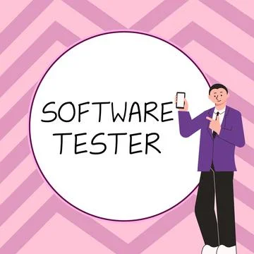 Text caption presenting Software Tester. Word for implemented to protect イラスト素材