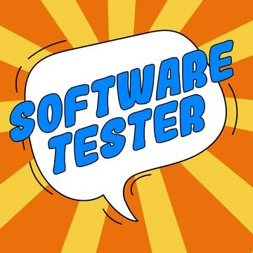 Text caption presenting Software Tester. Word for implemented to protect Stock Illustration