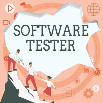 Text caption presenting Software Tester. Concept meaning implemented to protect Stockillustratie