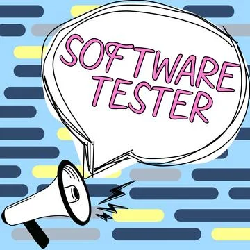 Text caption presenting Software Tester. Word for implemented to protect イラスト素材