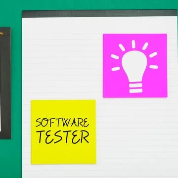 Text caption presenting Software Tester. Business approach implemented to Foto stock