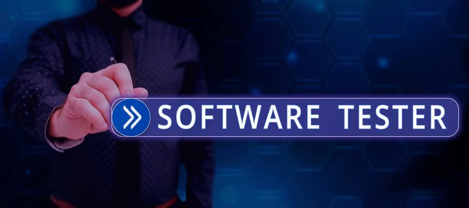 Text caption presenting Software Tester. Business concept implemented to protect Foto stock