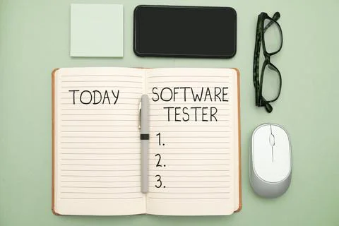 Text caption presenting Software Tester. Conceptual photo implemented to protect Foto stock