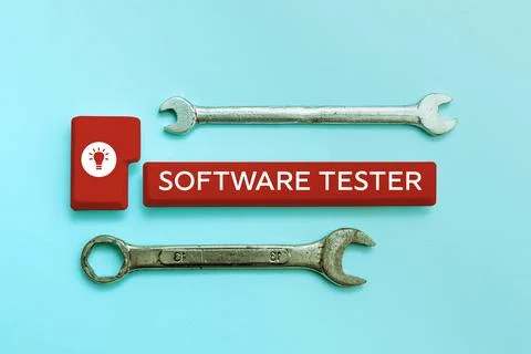 Text caption presenting Software Tester. Internet Concept implemented to protect Foto stock