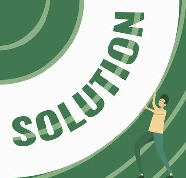 Text caption presenting Solution. Business overview a means of solving a problem Stock Illustration