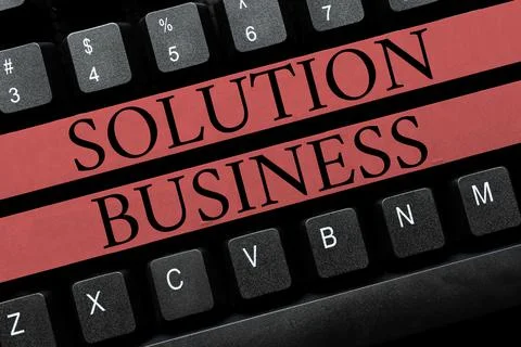 Text caption presenting Solution Business. Business overview Marketing and 스톡 사진