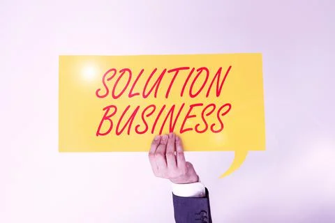 Text caption presenting Solution BusinessMarketing and advertising Payroll 스톡 사진