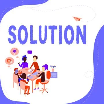 Text caption presenting Solution. Concept meaning a means of solving a problem Stock Illustration