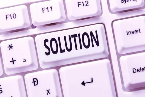 Text caption presenting Solution. Concept meaning the ways to solve a problem or 写真素材