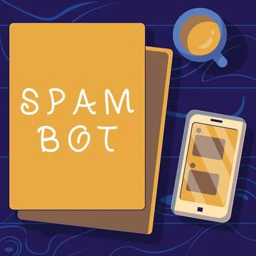 Text caption presenting Spam Bot. Business showcase autonomous program on the Illustrazione stock