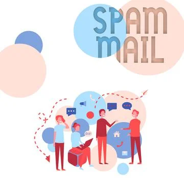 Text caption presenting Spam Mail. Business concept Intrusive advertising Illustrazione stock