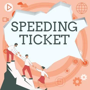 Text caption presenting Speeding Ticket. Word Written on psychological test for Stock Illustration