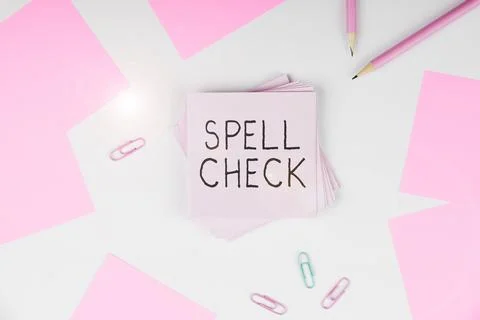 Text caption presenting Spell Check. Business concept to use a computer program Foto stock