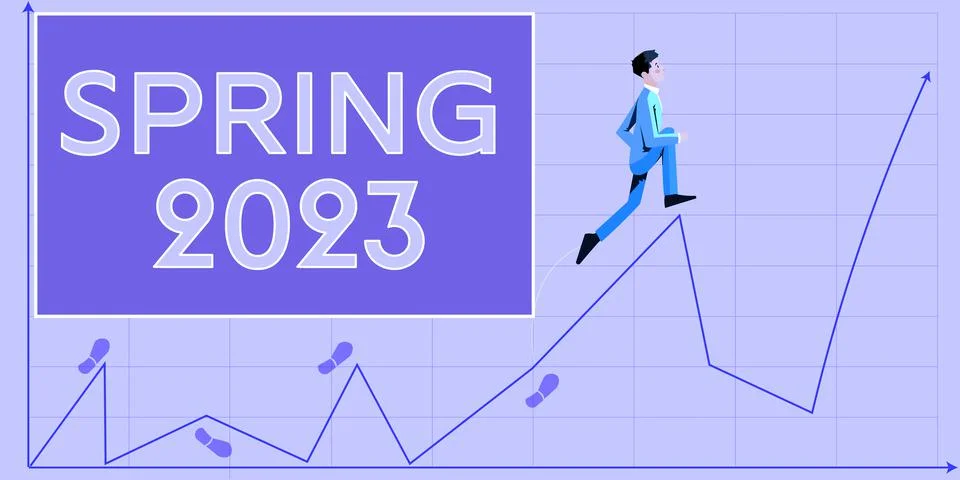 Text caption presenting Spring 2023, Business concept time of year where flow Stock Illustration