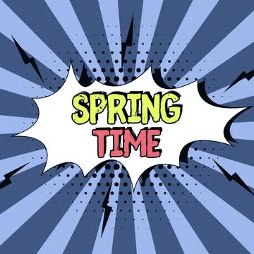 Text caption presenting Spring Time. Business overview temperate season of the Stock Illustration