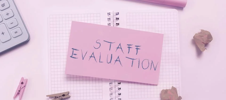 Text caption presenting Staff Evaluation. Concept meaning clarifies the Stock Photos