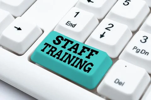 Text caption presenting Staff Training. Business overview learn specific Foto stock