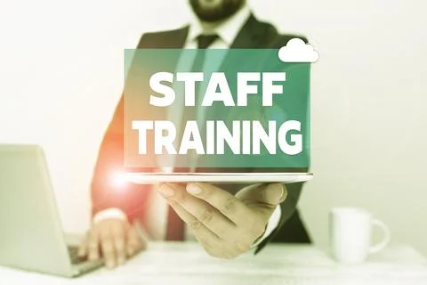 Text caption presenting Staff Training. Business concept learn specific Foto stock