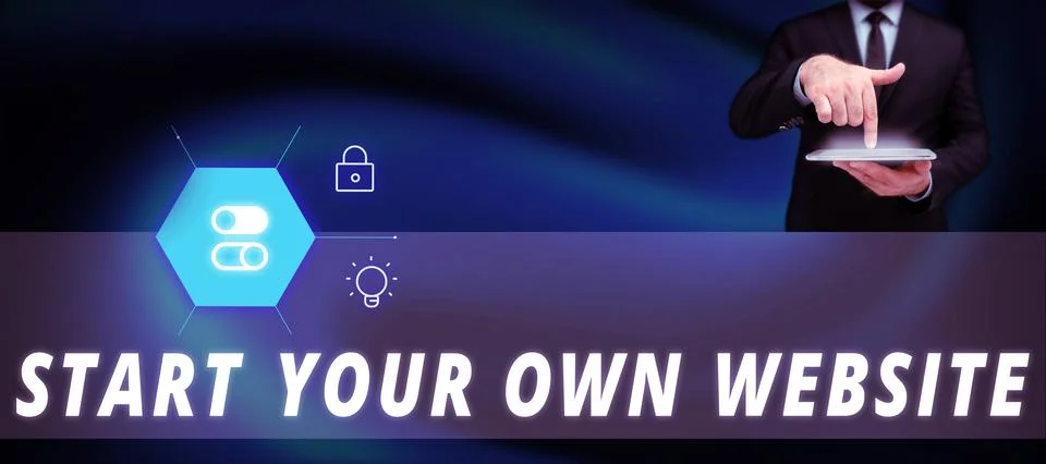 Text caption presenting Start Your Own Website. Word Written on serve as Stock Photos