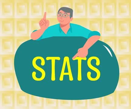 Text caption presenting Stats. Business overview practice or science of Stock Illustration