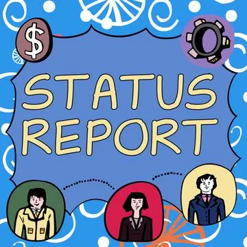 Text caption presenting Status Report. Business showcase Update Summary of Stock Illustration