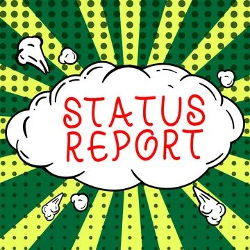 Text caption presenting Status Report. Business concept Update Summary of Stock Illustration