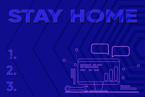 Text caption presenting Stay Home. Word for not go out for an activity and stay 스톡 일러스트