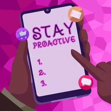 Text caption presenting Stay ProactiveTaking own decision to go ahead of Stockillustratie