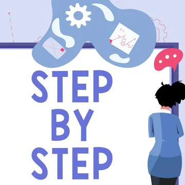 Text caption presenting Step By Step. Business approach Slow progress Road to Illustrazione stock
