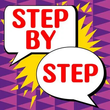 Text caption presenting Step By Step. Word Written on Slow progress Road to 스톡 일러스트