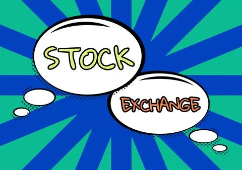 Text caption presenting Stock ExchangeAn electronic market where owners of Stock Illustration