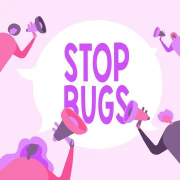 Text caption presenting Stop Bugs. Business idea Get rid an insect or similar Illustrazione stock