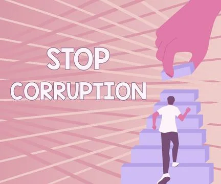 Text caption presenting Stop Corruption. Business idea Put an end in abusing of Stock Illustration