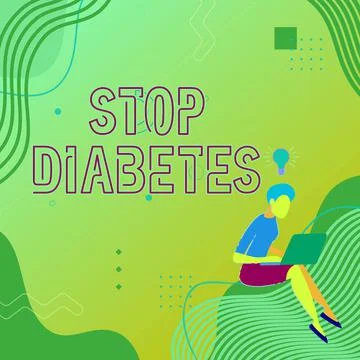 Text caption presenting Stop Diabetes. Internet Concept Blood Sugar Level is Stock Illustration
