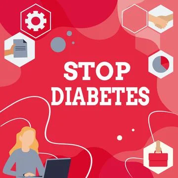 Text caption presenting Stop Diabetes. Business showcase Blood Sugar Level is 库存插图