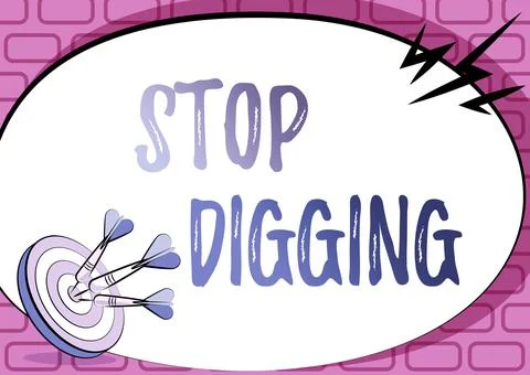 Text caption presenting Stop Digging. Business overview Prevent Illegal Stock Illustration