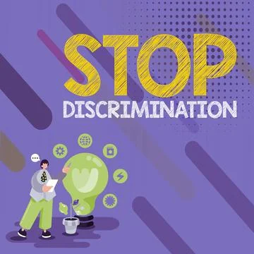 Text caption presenting Stop Discrimination. Business idea Prevent Illegal Stock Illustration