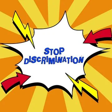 Text caption presenting Stop Discrimination. Business overview Prevent Illegal Stock Illustration